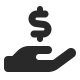 Icône de main donnant un dollar